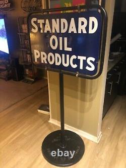 Standard Motor Oil Company Gas Station Curb Sign Double Sided Porcelain Antique