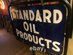 Standard Motor Oil Company Gas Station Curb Sign Double Sided Porcelain Antique