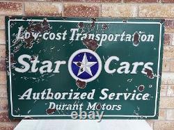 Star Cars Durant Motors Sign Double Side Porcelain Authentic Original 36 x 24