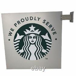Starbucks Advertising Metal Sign Retail We Proudly Serve Siren Double Sided