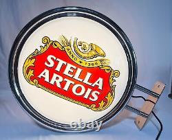 Stella Artois Beer 19 Double Sided Lighted Flange Bar Sign Clean
