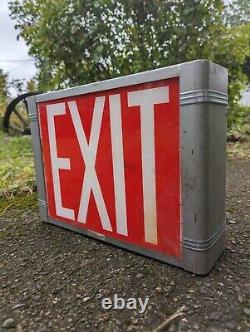 Streamlined Deco Double sided Exit light sign Fire Antique