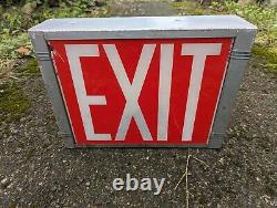 Streamlined Deco Double sided Exit light sign Fire Antique