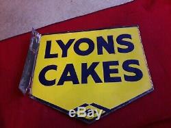 Stunning 1940s Original Vintage Lyons Cakes Double Sided Enamel Sign