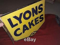 Stunning 1940s Original Vintage Lyons Cakes Double Sided Enamel Sign