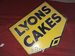 Stunning 1940s Original Vintage Lyons Cakes Double Sided Enamel Sign