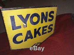 Stunning 1940s Original Vintage Lyons Cakes Double Sided Enamel Sign