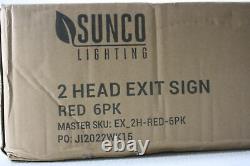 Sunco Lighting Double Sided Adjustable LED Exit Signs w Emergency Lights 6 Pack