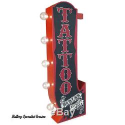 TATTOO Plug-In or Battery Double Sided Arrow Rustic Metal Marquee Light Up Sign