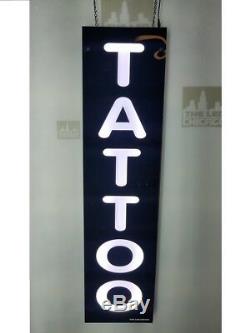 TATTOO Sign, Led light box sign, White color 12''x48x2'