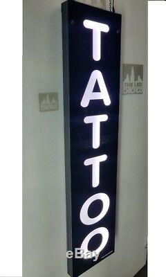 TATTOO Sign, Led light box sign, White color 12''x48x2'