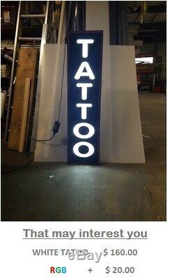 TATTOO Sign, Led light box sign, White color 12''x48x2'