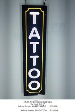 TATTOO Sign, Led light box sign, White color 12''x48x2'
