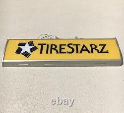 TIRESTARZ Light Up DOUBLE-SIDED Advertising Plastic Metal Sign VINTAGE Works