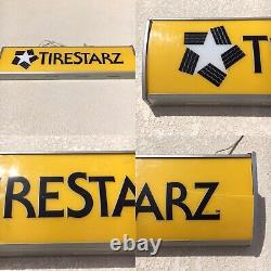 TIRESTARZ Light Up DOUBLE-SIDED Advertising Plastic Metal Sign VINTAGE Works