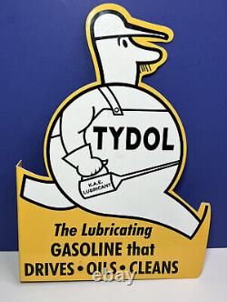 TYDOL'Porcelain-Like' Heavy Die Cut Double Sided Side Flange 16 Sign Oil USA