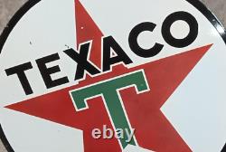 Texaco Advertising Porcelain Enamel Metal Sign 42 Inches Round Double Side