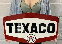 Texaco Double Sided Die Cut Metal Sign Motor Engine Mechanics Service Gas Oil