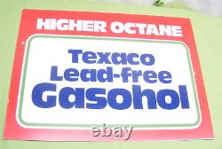 Texaco Gas Pump Topper Sign Original Double Sided Authentic Gasohol Lead Free