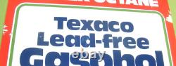 Texaco Gas Pump Topper Sign Original Double Sided Authentic Gasohol Lead Free