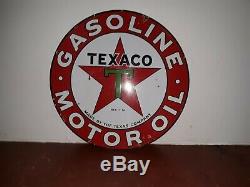 Texaco Gasoline-Motor Oil Service Station Sign, Double Sided, 42, Porcelain