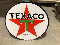 Texaco Gasoline/motor Oil Large Heavy Double Sided Porcelain Sign (24 Inch)