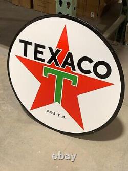 Texaco Gasoline/motor Oil Large Heavy Double Sided Porcelain Sign (24 Inch)