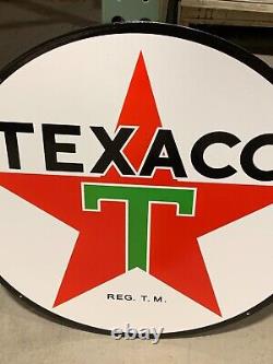 Texaco Gasoline/motor Oil Large Heavy Double Sided Porcelain Sign (24 Inch)