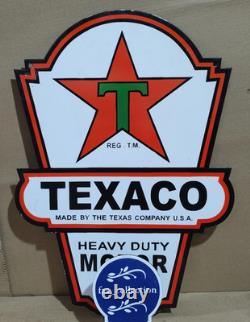 Texaco Motor Oil Porcelain Enamel Sign 24x 16 Inches 2 Sided