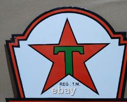 Texaco Motor Oil Porcelain Enamel Sign 24x 16 Inches 2 Sided