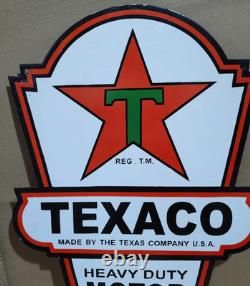 Texaco Motor Oil Porcelain Enamel Sign 24x 16 Inches 2 Sided