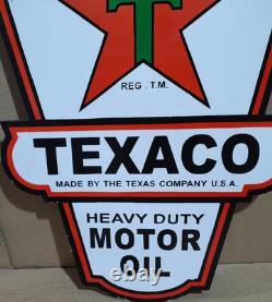 Texaco Motor Oil Porcelain Enamel Sign 24x 16 Inches 2 Sided