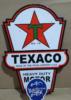 Texaco Motor Oil Porcelain Enamel Sign 24x 16 Inches 2 Sided