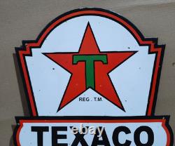 Texaco Motor Oil Porcelain Enamel Sign 24x 16 Inches 2 Sided