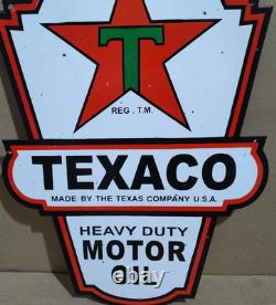 Texaco Motor Oil Porcelain Enamel Sign 24x 16 Inches 2 Sided