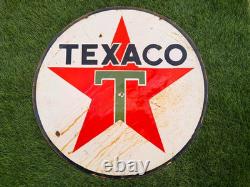 Texaco Porcelain Advertising Sign 24'' Inches Double Sided
