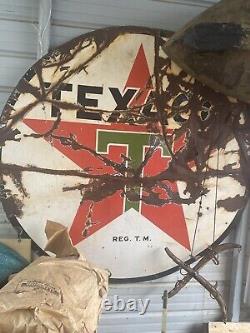 Texaco Porcelain Double Sided 6 foot antique sign. USA 2-7-61