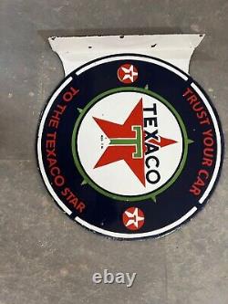Texaco Porcelain Enamel Sign 18x20.5 Inches Double Sided With Flange
