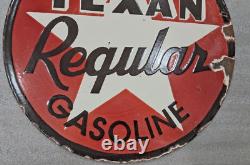 Texan Regular Gasoline Porcelain Enamel Sign 20 Inches Double Sided