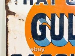 That Good GULF Gasoline Refining Company Porcelain Sign Double Sided Original