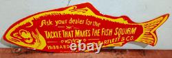 The Fish Squirm Porcelain Enamel Sign 27 x 10 Inches 2 Sided