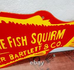 The Fish Squirm Porcelain Enamel Sign 27 x 10 Inches 2 Sided