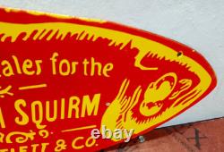 The Fish Squirm Porcelain Enamel Sign 27 x 10 Inches 2 Sided