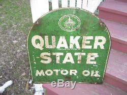 Tombstone Quakerstate Motor Oil Metal Double Sided Sign