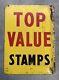 Top Value Stamps Double Sided Metal Sign. Approximately 28 X 20