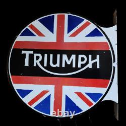 Triumph Porcelain Enamel Sign 18x18 Inches Double Sided With Flange