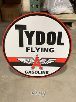 Tydol Flying A Gasoline Large Heavy Double Sided Porcelain Sign (24 Inch)
