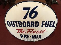 UNION 76 Porcelain Sign 42 Double-Sided Outboard Boat Gasoline Watch Video
