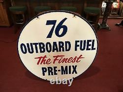 UNION 76 Porcelain Sign 42 Double-Sided Outboard Boat Gasoline Watch Video