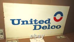 UNITED DELCO -Double Sided Swinging Sign OLD ORIGINAL VINTAGE Big Heavy 36